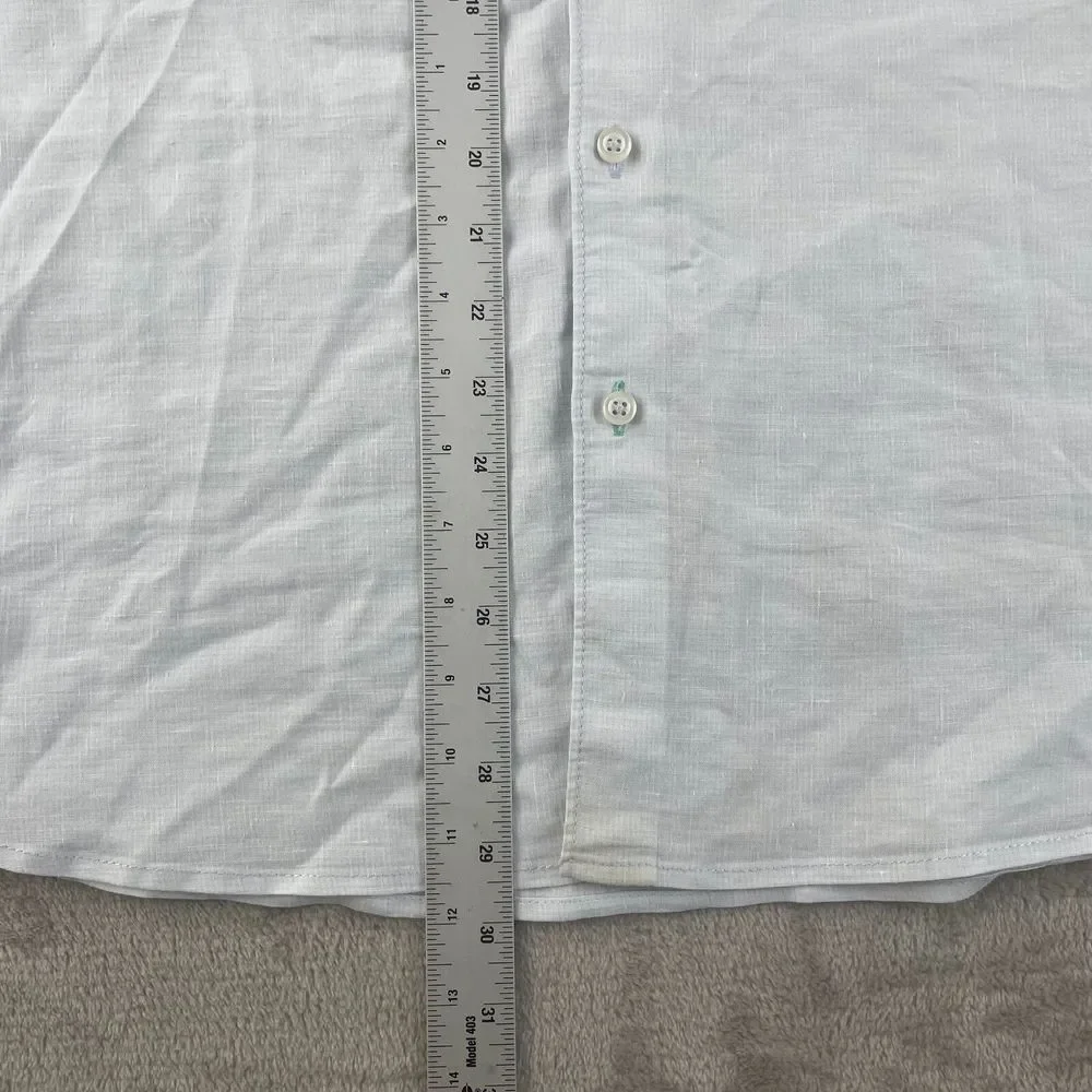 Tommy Bahama Shirt Men Large Blue Striped‎ Linen Blend Long Sleeve Beach NWOT